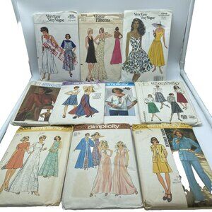 10 Vogue Simplicity Vintage Sewing Patterns Dress Robe Nightgown Skirt 70s-90s